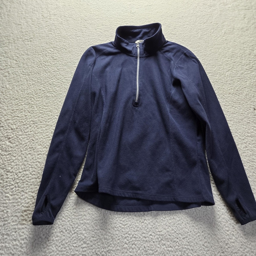 Port Authority Pullover Womens Medium Blue Fleece 1/4 Zip Mock Neck Warm Top